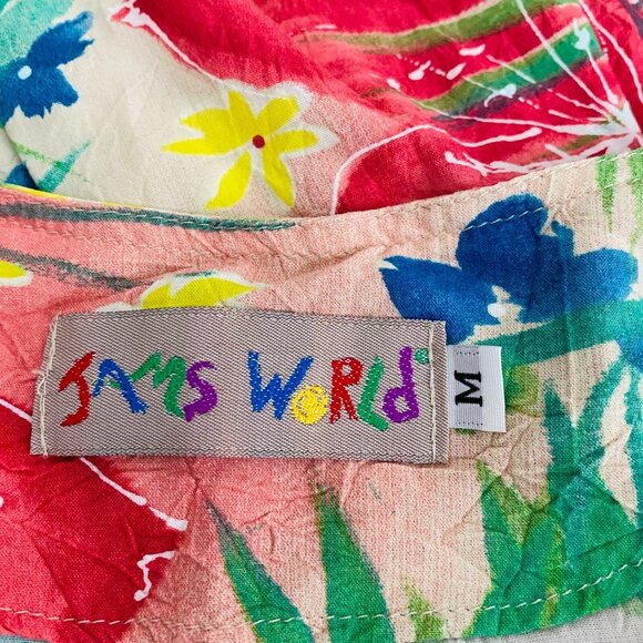 Jams World Button Down Tie Back Women's Size M Midi Dress Leaf & Floral Print - Picture 11 of 11